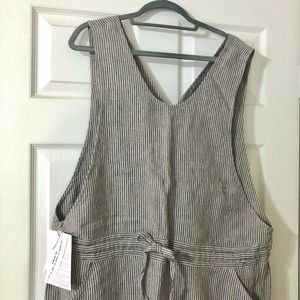 NotPerfectLinen NPL Loose Linen Jumpsuit Natural Stripes XL